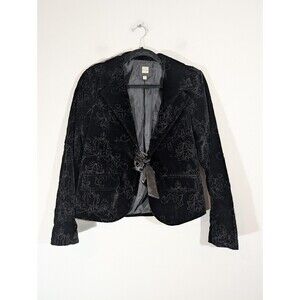 Old Navy Womens Black Velvet Blazer Sz‎ M Whimsigoth Witchy Academia Preppy Y2K